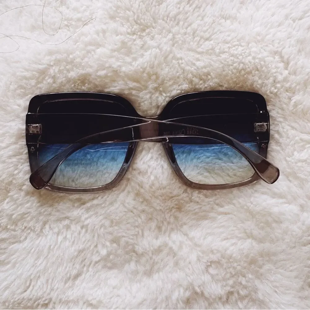 Abby Clear Blue Square Frame Sunglasses - Picture 10 of 10